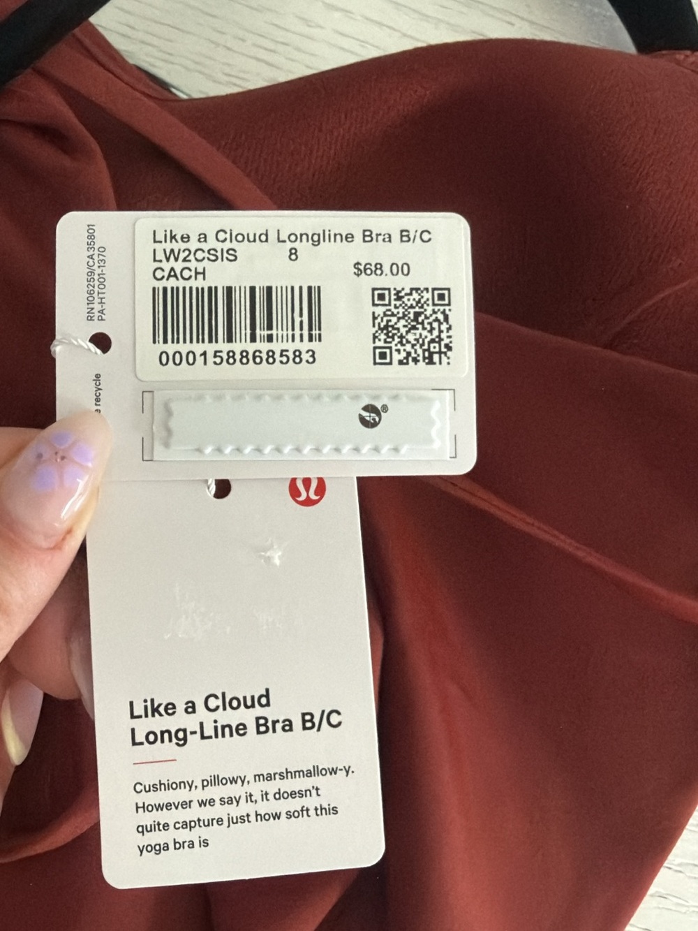 lululemon Size 8 Like a Cloud Longline Bra B/C Cups - Picture 6 of 7